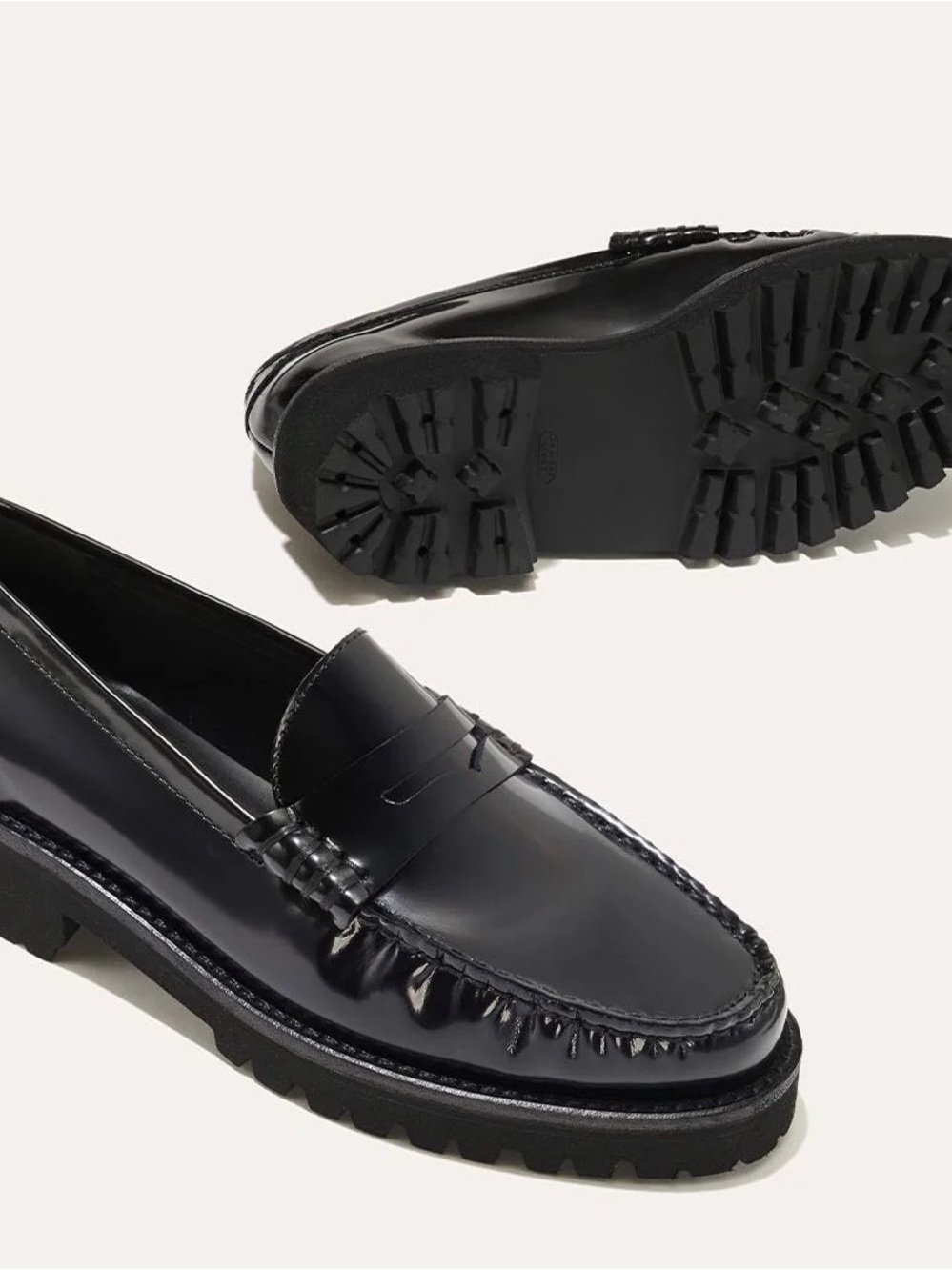 Margaux Black Patent Penny Loafer with Lug Sole